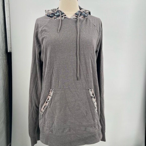 On the Bays Grey Azteca Hoodie Vintage Large - Picture 3 of 4